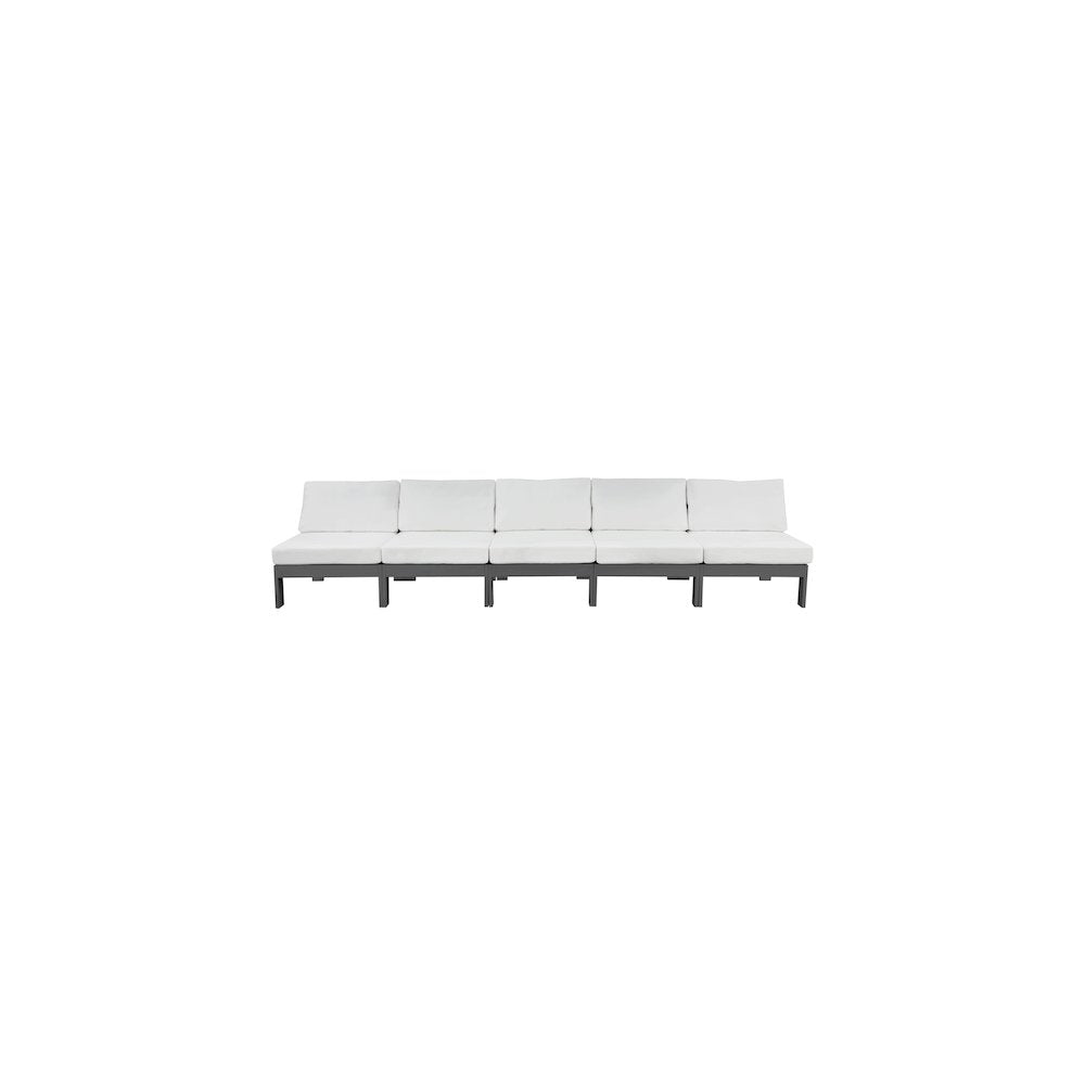 Nizuc White Water Resistant Fabric Outdoor Patio Modular Sofa