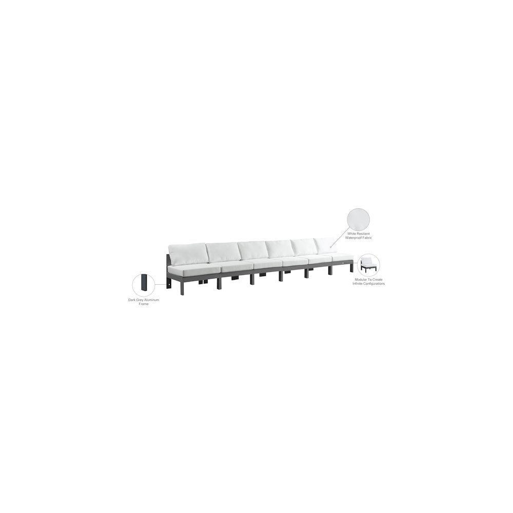 Nizuc White Water Resistant Fabric Outdoor Patio Modular Sofa