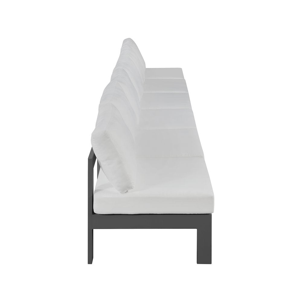 Nizuc White Water Resistant Fabric Outdoor Patio Modular Sofa