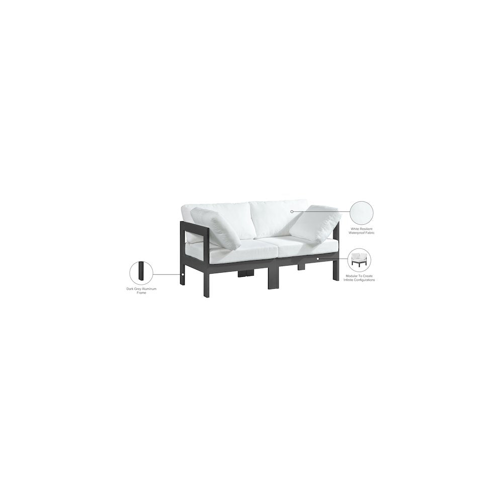 Nizuc White Water Resistant Fabric Outdoor Patio Modular Sofa