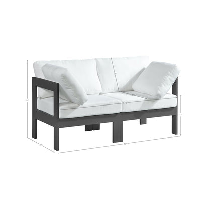 Nizuc White Water Resistant Fabric Outdoor Patio Modular Sofa