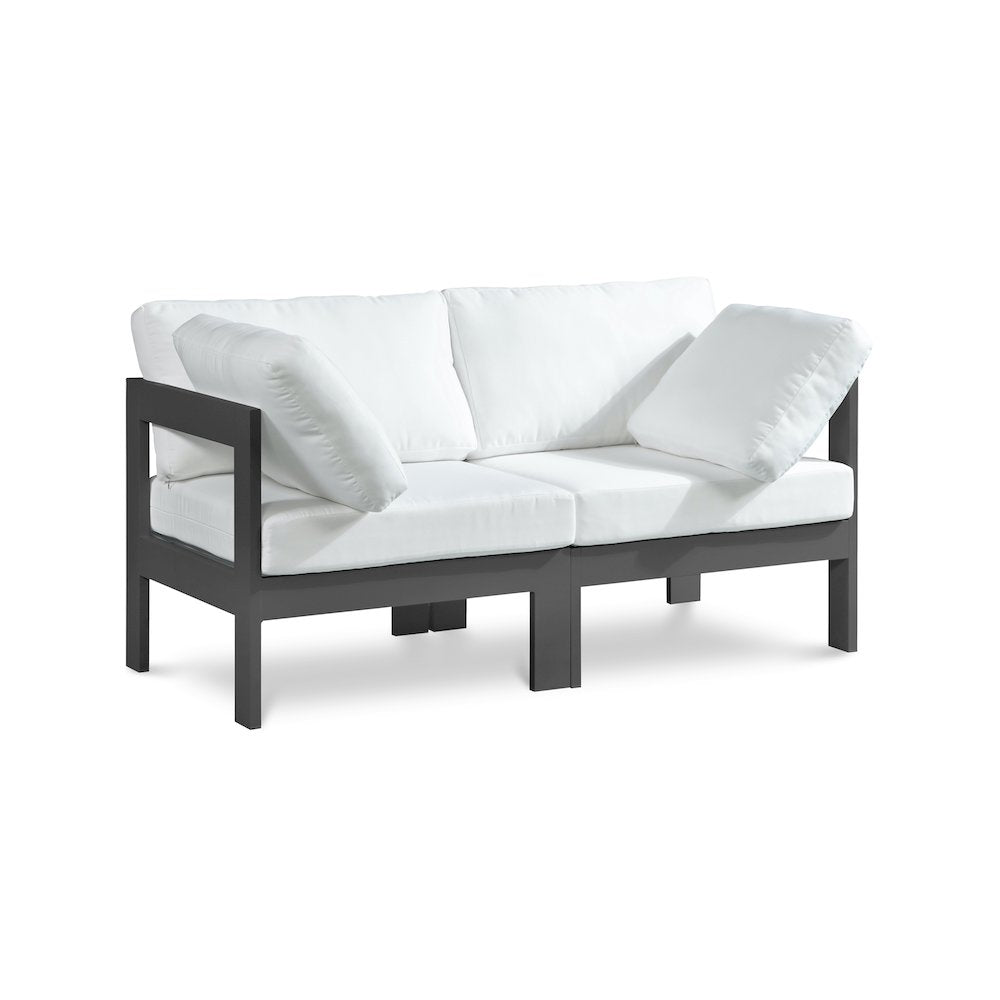 Nizuc White Water Resistant Fabric Outdoor Patio Modular Sofa