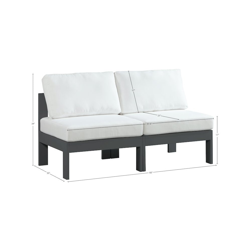 Nizuc White Water Resistant Fabric Outdoor Patio Modular Sofa