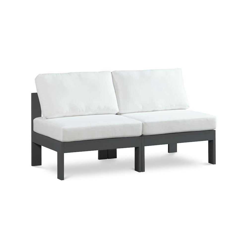 Nizuc White Water Resistant Fabric Outdoor Patio Modular Sofa