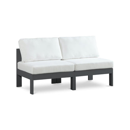 Nizuc White Water Resistant Fabric Outdoor Patio Modular Sofa