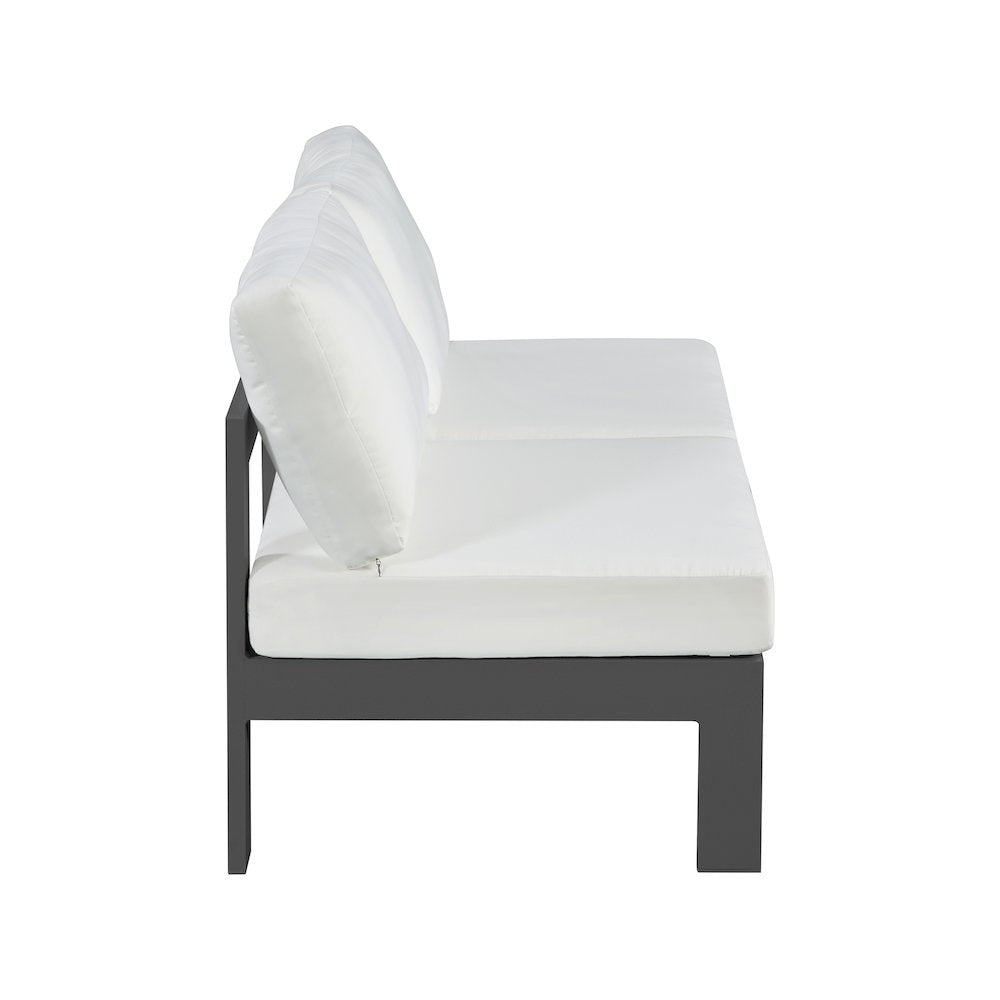 Nizuc White Water Resistant Fabric Outdoor Patio Modular Sofa