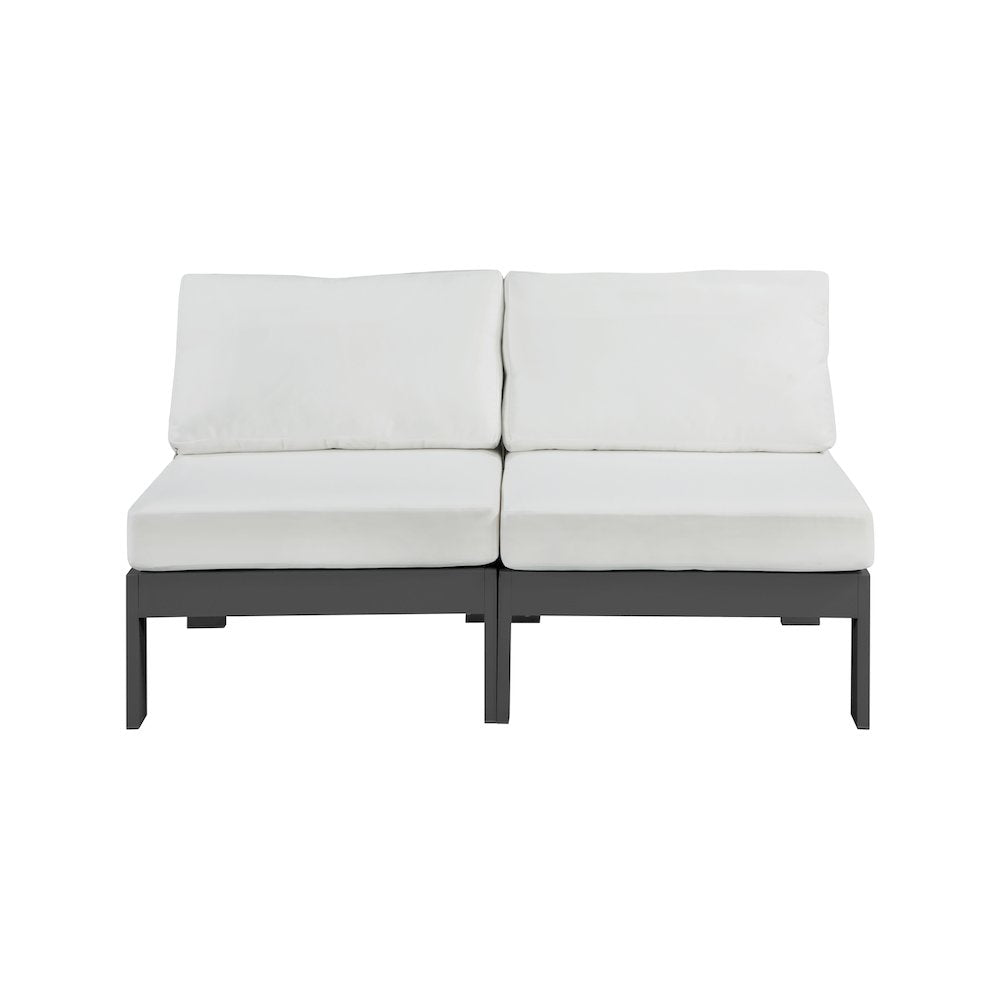 Nizuc White Water Resistant Fabric Outdoor Patio Modular Sofa