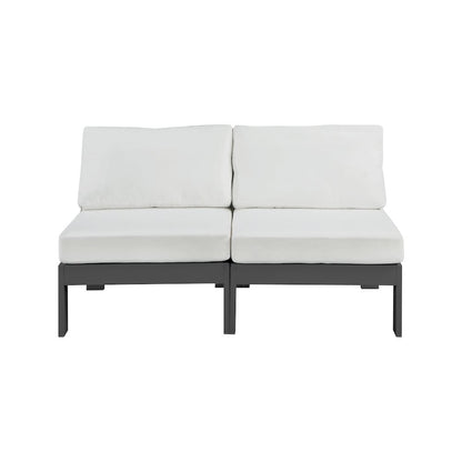 Nizuc White Water Resistant Fabric Outdoor Patio Modular Sofa