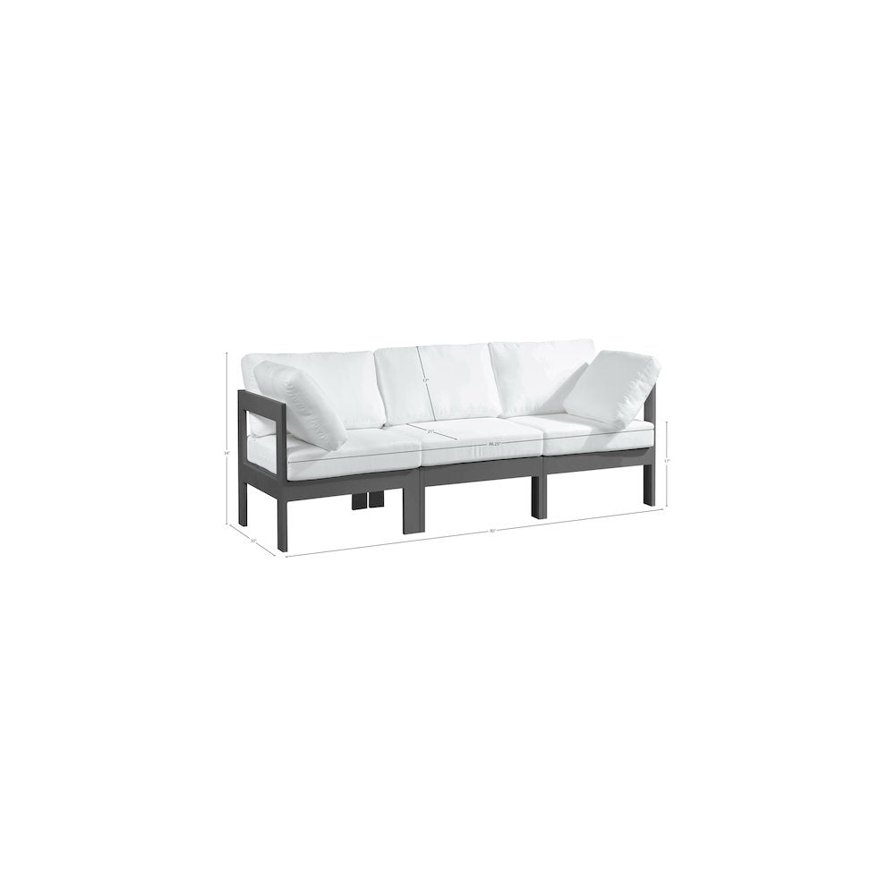 Nizuc White Water Resistant Fabric Outdoor Patio Modular Sofa