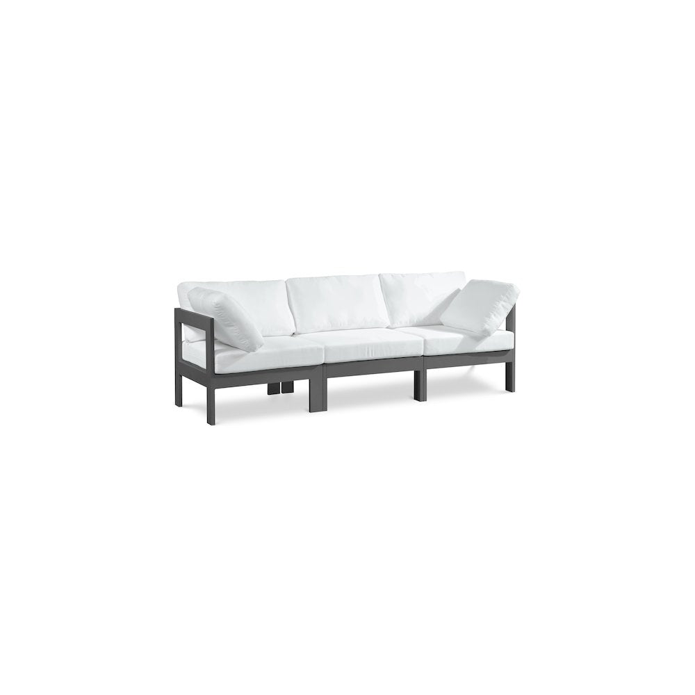 Nizuc White Water Resistant Fabric Outdoor Patio Modular Sofa