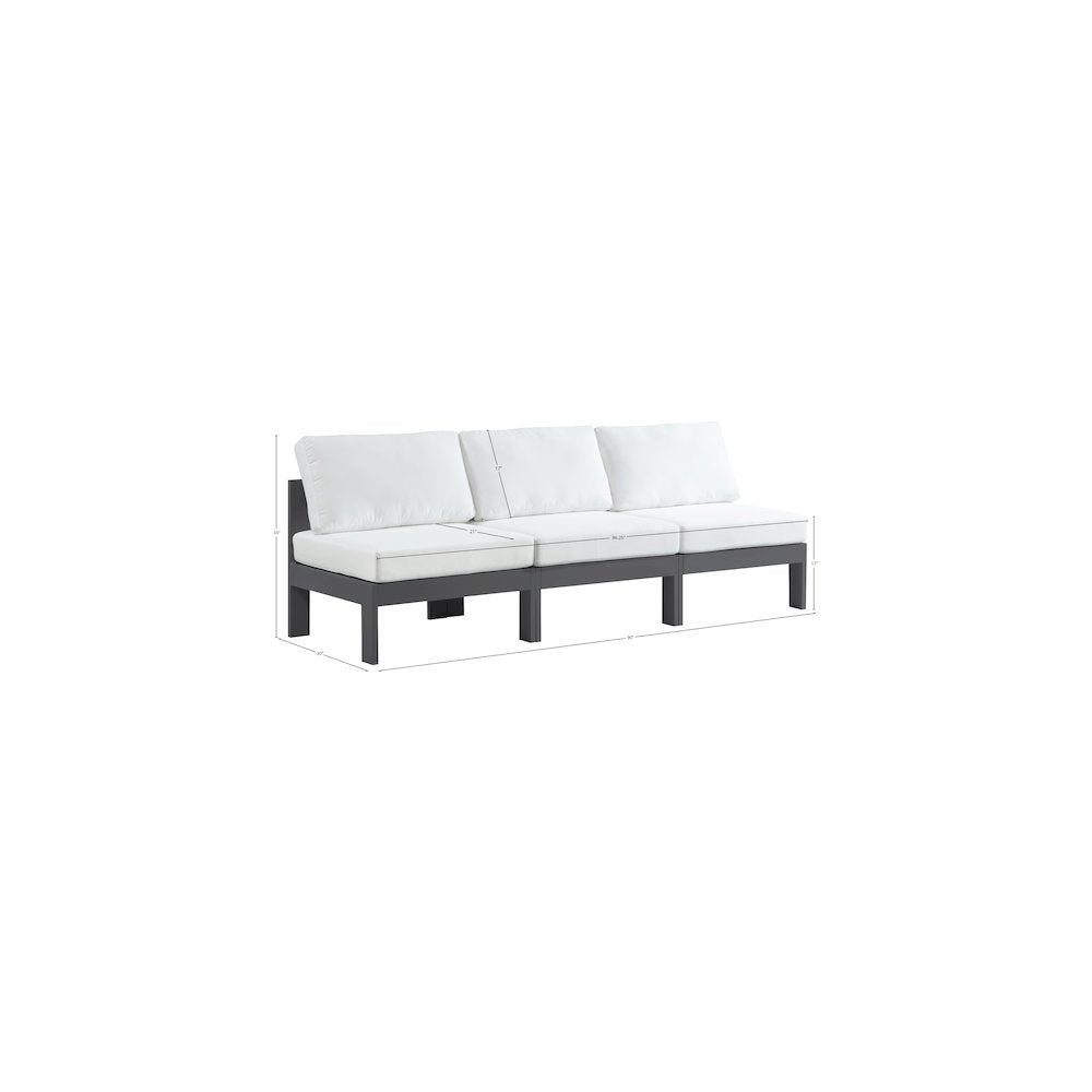 Nizuc White Water Resistant Fabric Outdoor Patio Modular Sofa