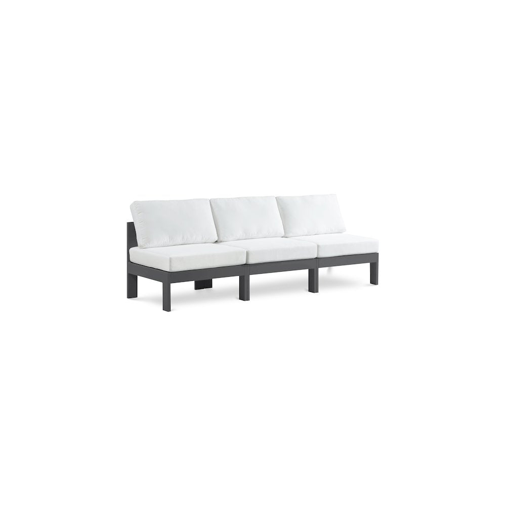 Nizuc White Water Resistant Fabric Outdoor Patio Modular Sofa