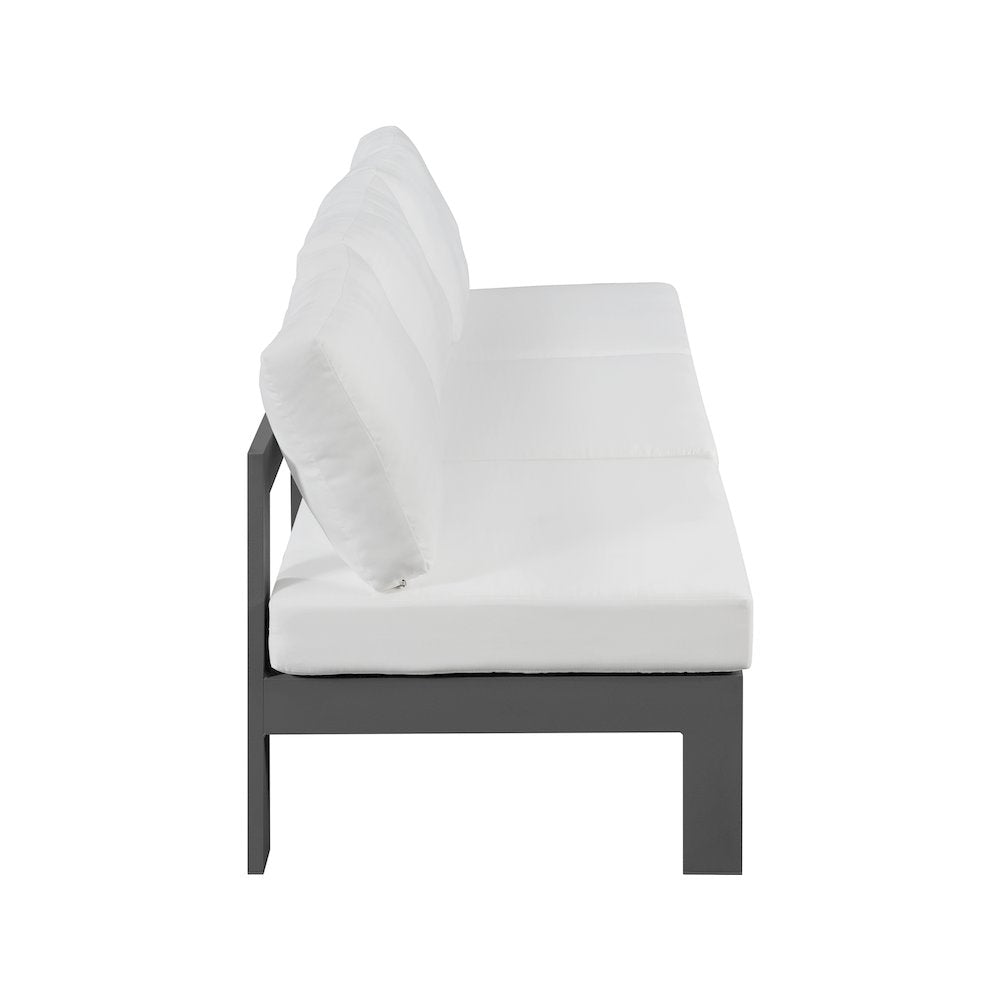 Nizuc White Water Resistant Fabric Outdoor Patio Modular Sofa