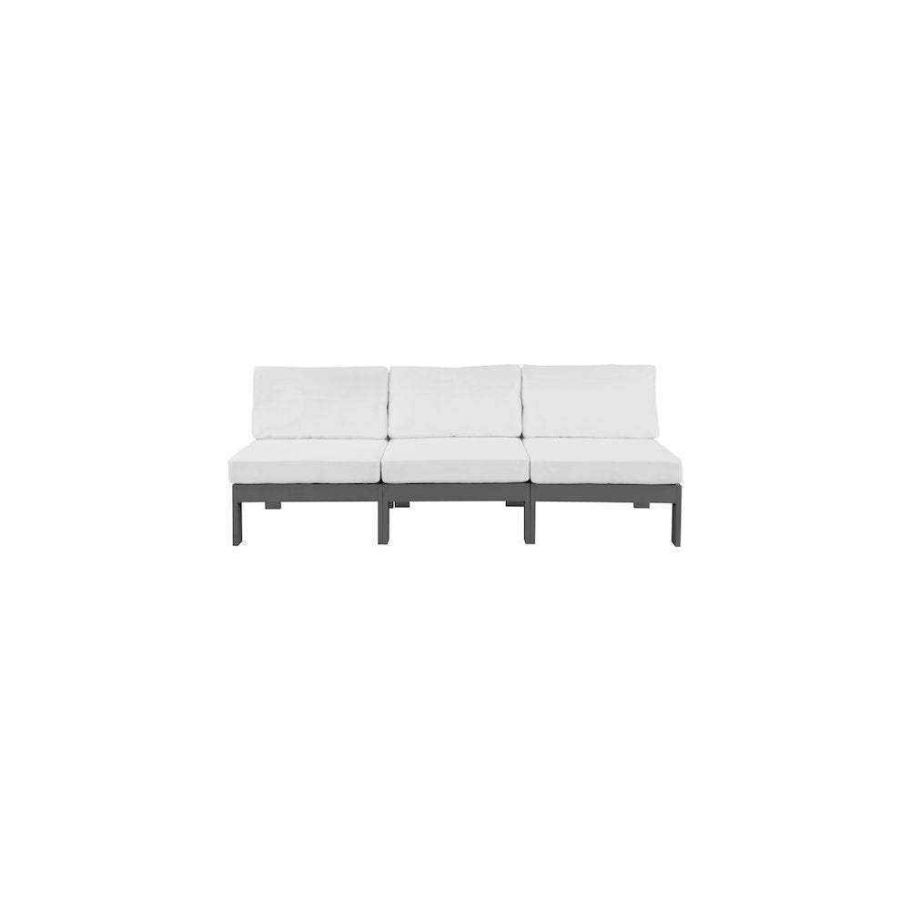 Nizuc White Water Resistant Fabric Outdoor Patio Modular Sofa