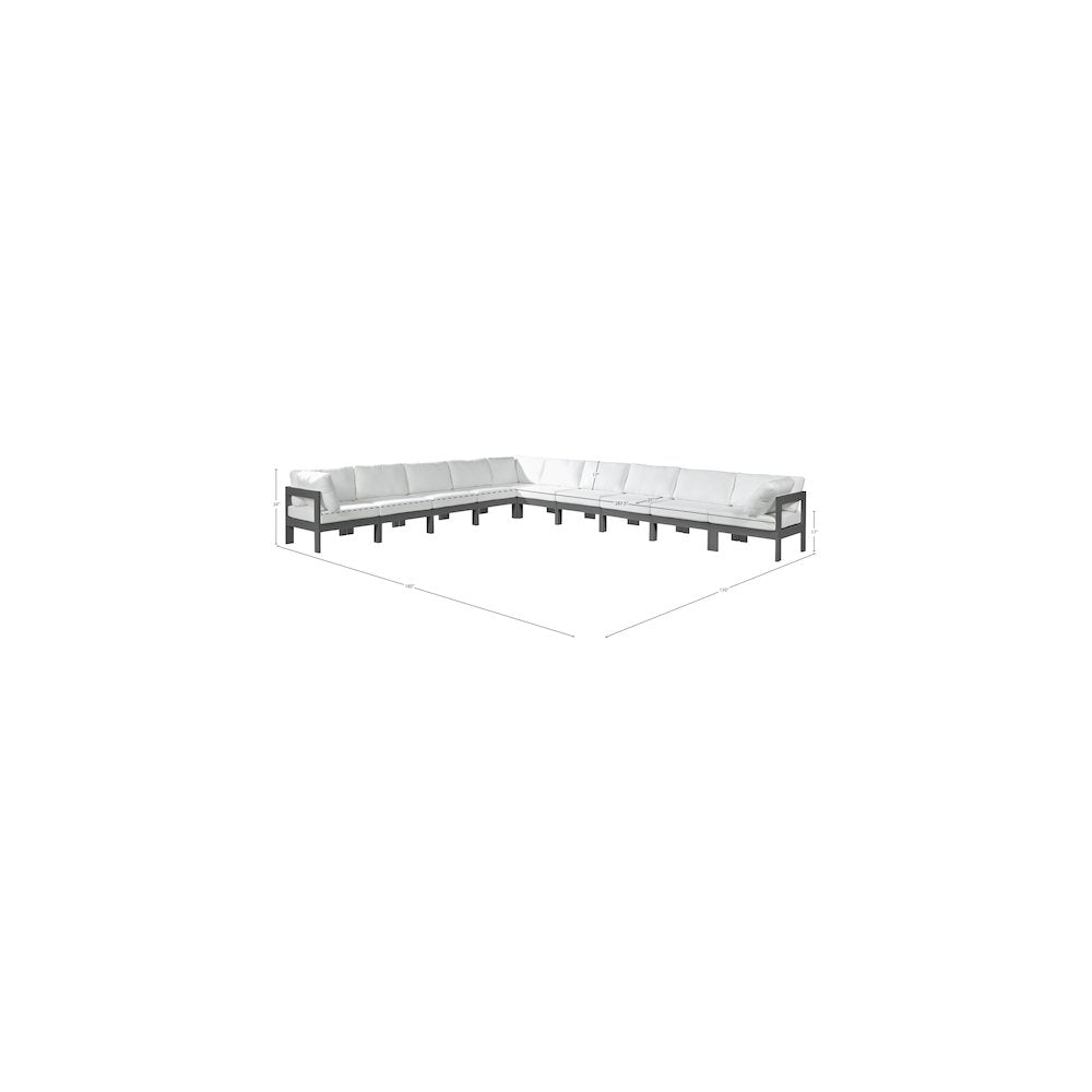 Nizuc White Water Resistant Fabric Outdoor Patio Modular Sectional