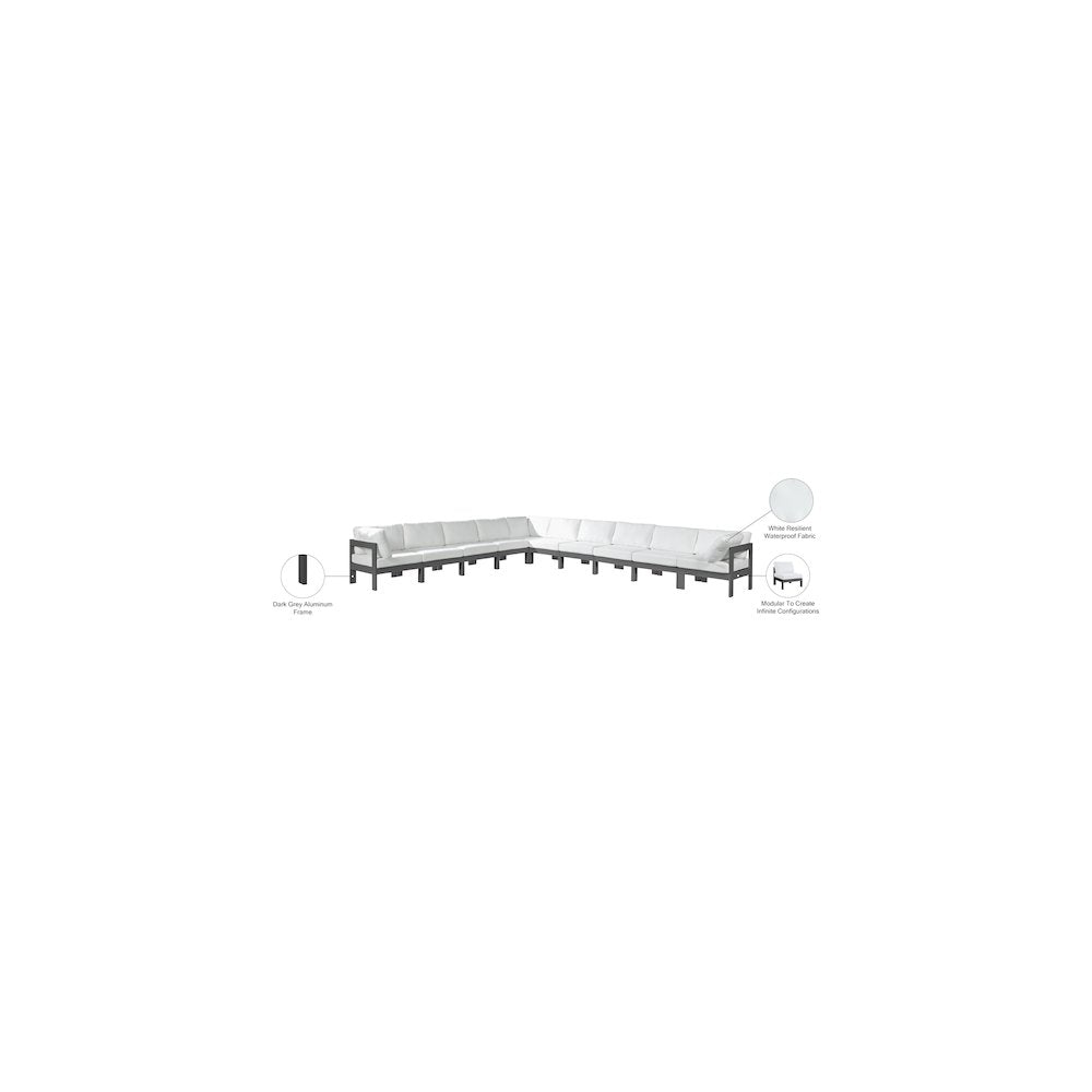 Nizuc White Water Resistant Fabric Outdoor Patio Modular Sectional