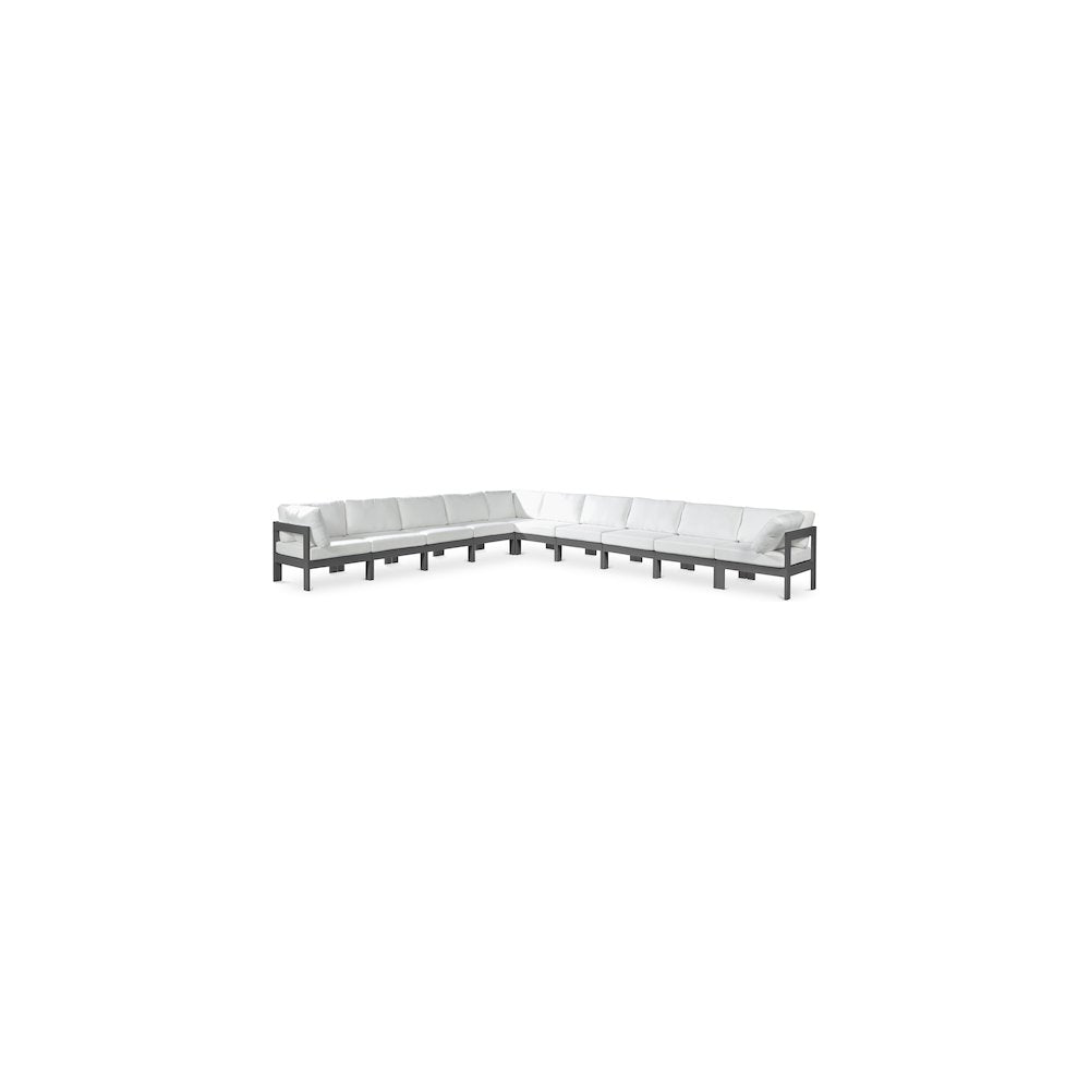 Nizuc White Water Resistant Fabric Outdoor Patio Modular Sectional