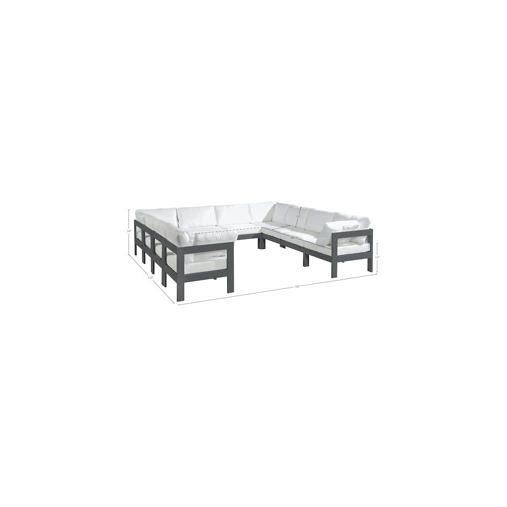 Nizuc White Water Resistant Fabric Outdoor Patio Modular Sectional