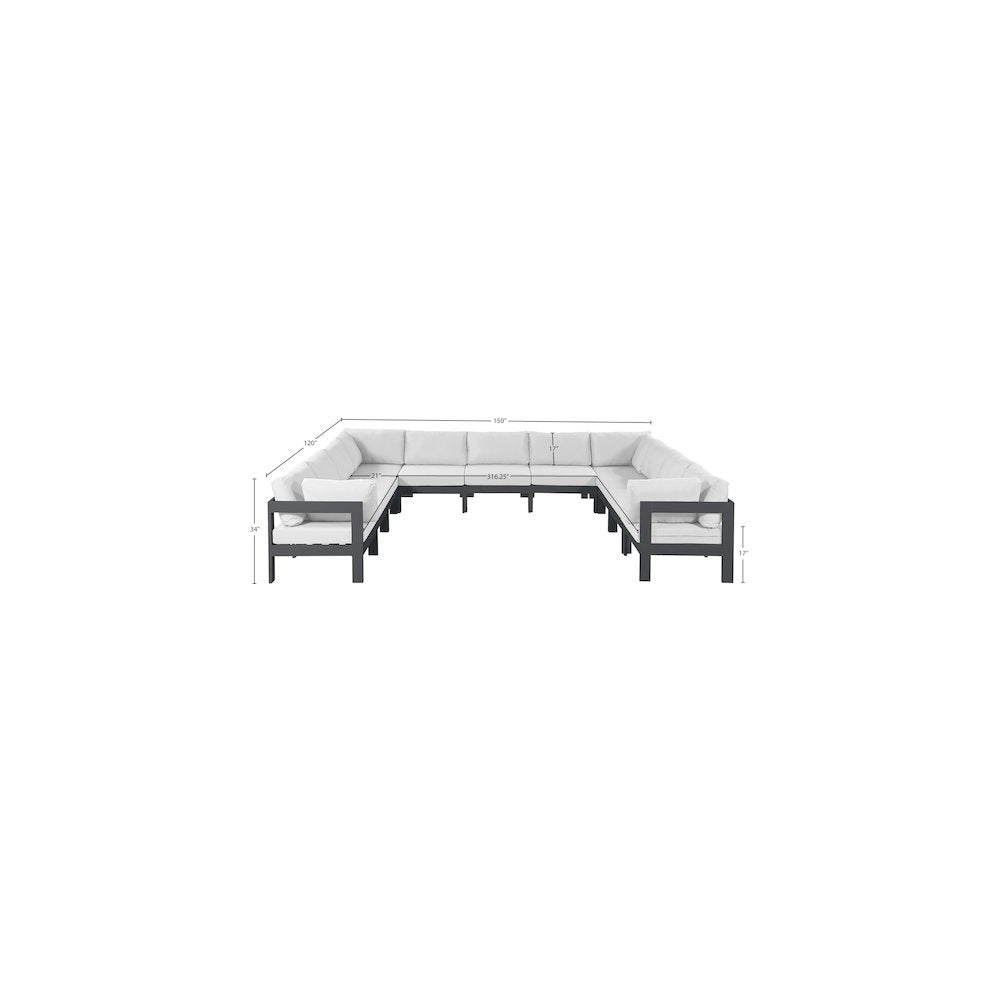 Nizuc White Water Resistant Fabric Outdoor Patio Modular Sectional