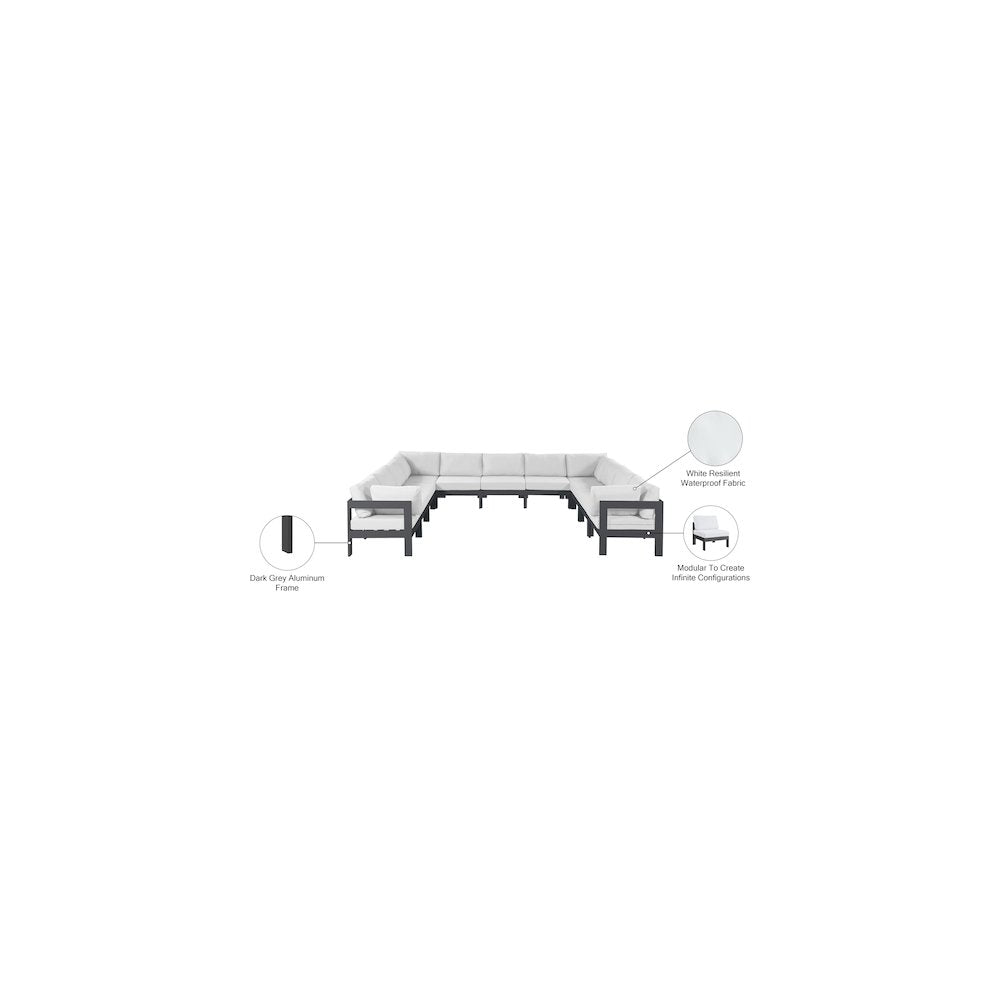 Nizuc White Water Resistant Fabric Outdoor Patio Modular Sectional