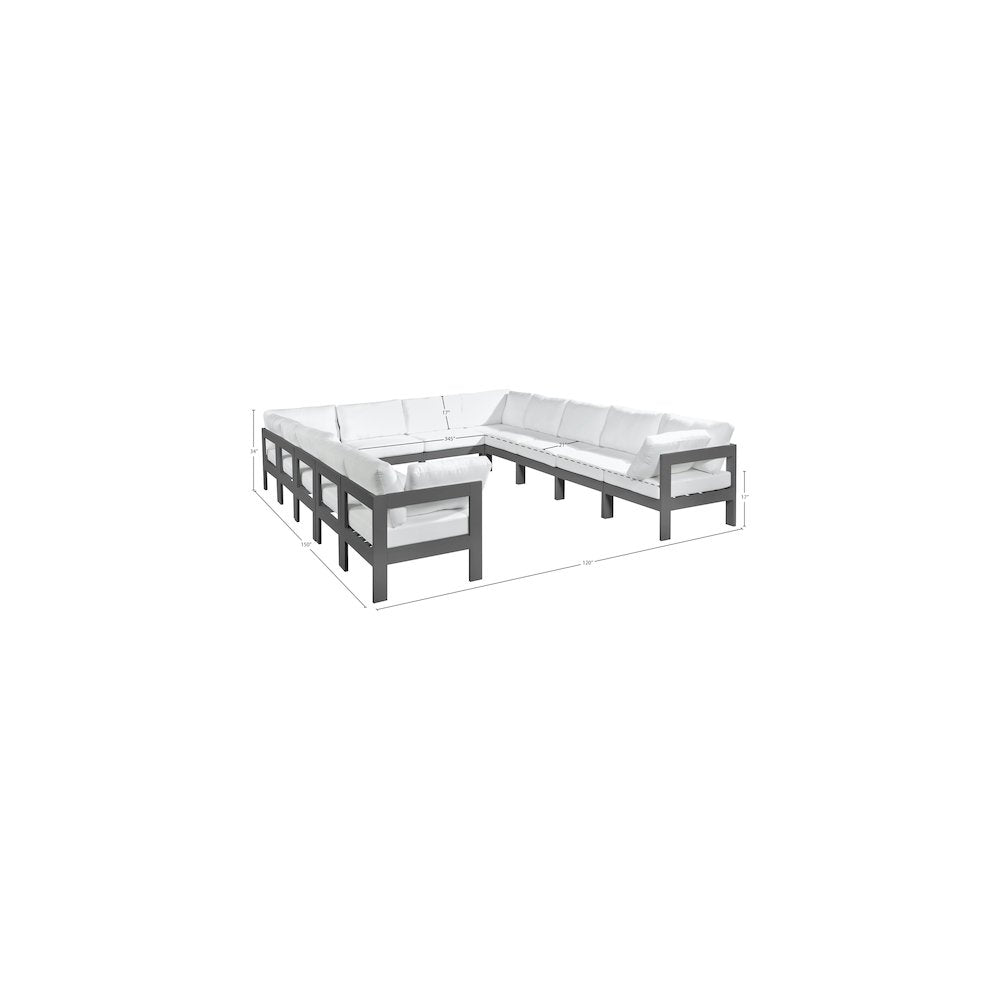Nizuc White Water Resistant Fabric Outdoor Patio Modular Sectional