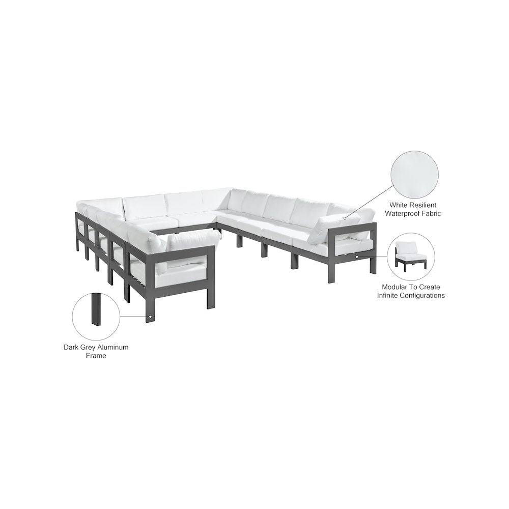 Nizuc White Water Resistant Fabric Outdoor Patio Modular Sectional
