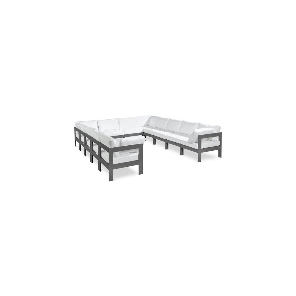 Nizuc White Water Resistant Fabric Outdoor Patio Modular Sectional