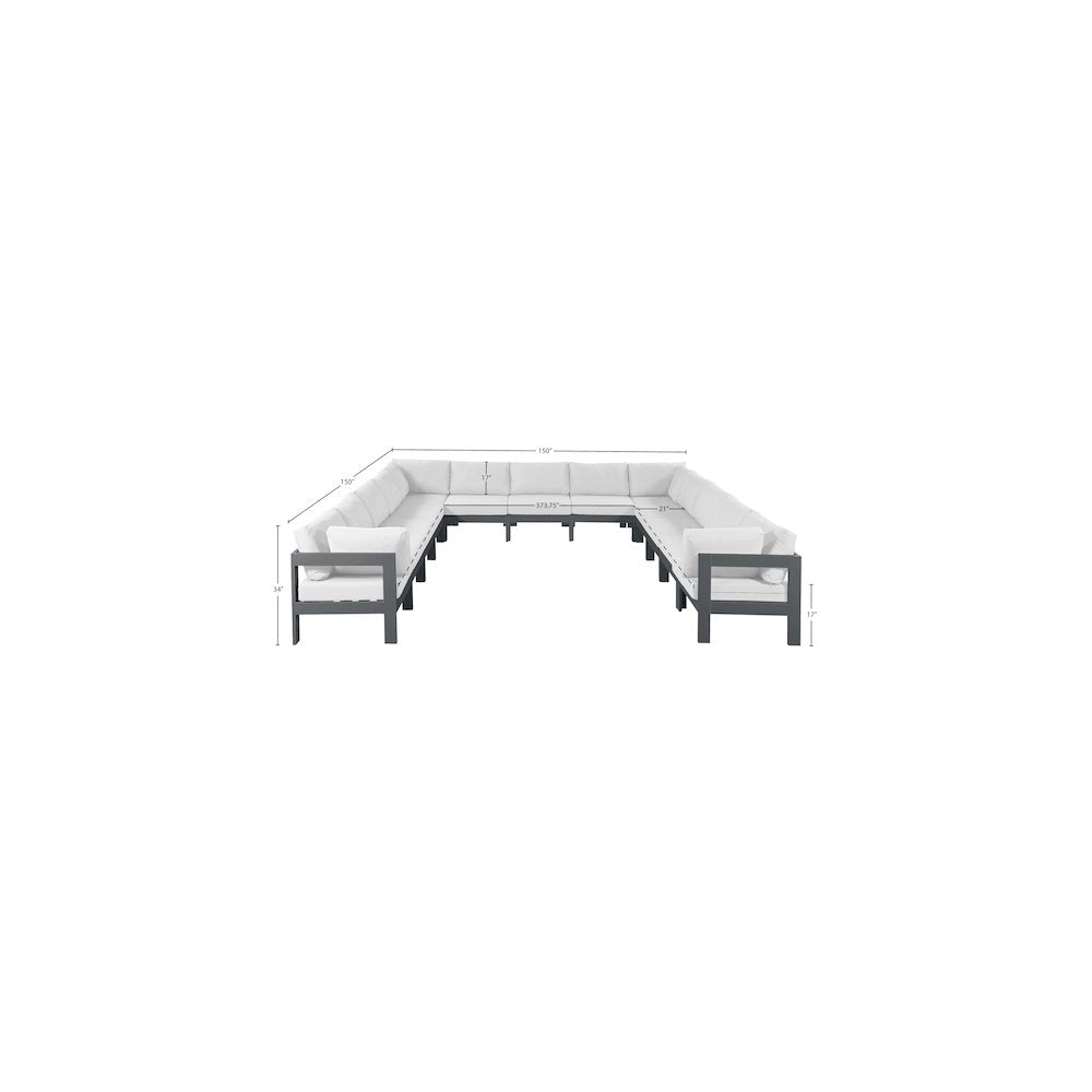 Nizuc White Water Resistant Fabric Outdoor Patio Modular Sectional
