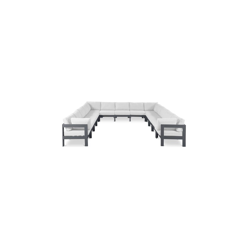 Nizuc White Water Resistant Fabric Outdoor Patio Modular Sectional