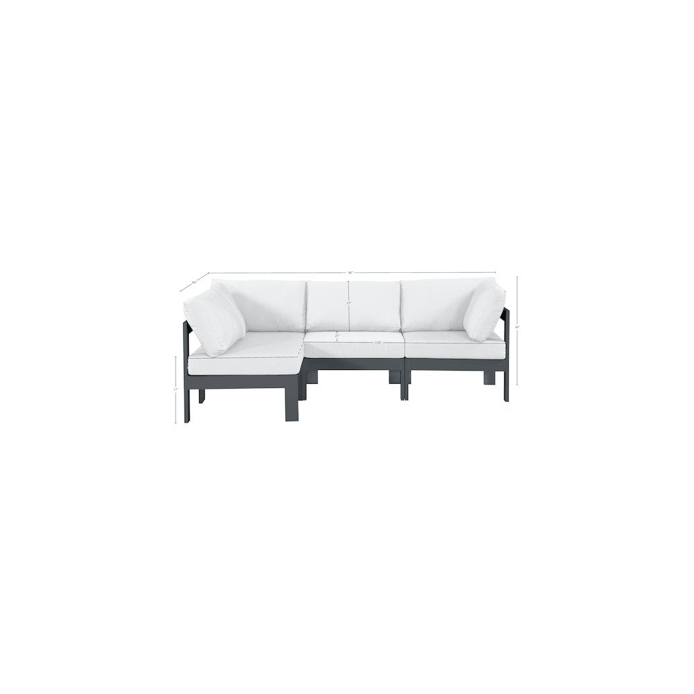 Nizuc White Water Resistant Fabric Outdoor Patio Modular Sectional