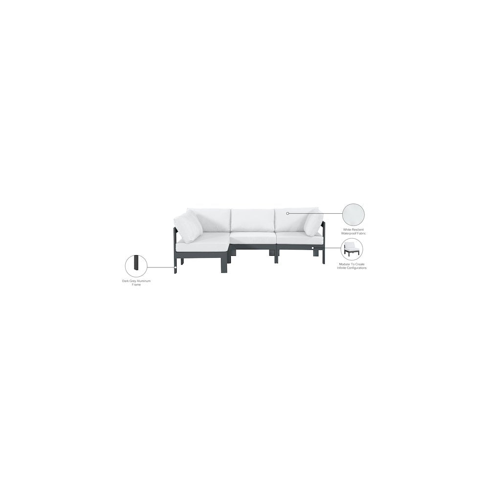 Nizuc White Water Resistant Fabric Outdoor Patio Modular Sectional