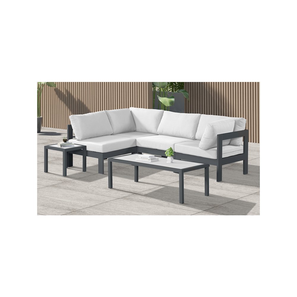 Nizuc White Water Resistant Fabric Outdoor Patio Modular Sectional