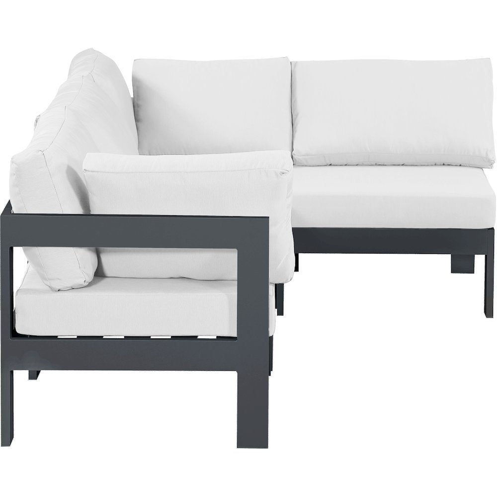 Nizuc White Water Resistant Fabric Outdoor Patio Modular Sectional