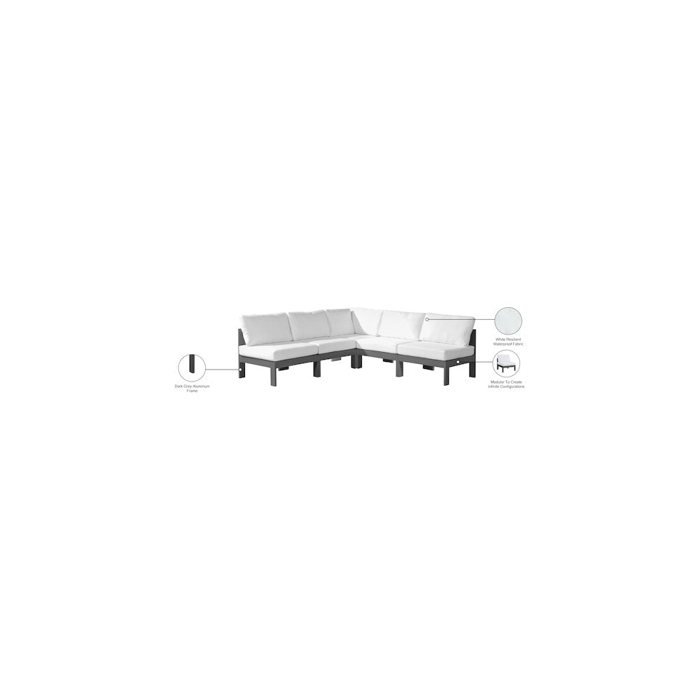 Nizuc White Water Resistant Fabric Outdoor Patio Modular Sectional