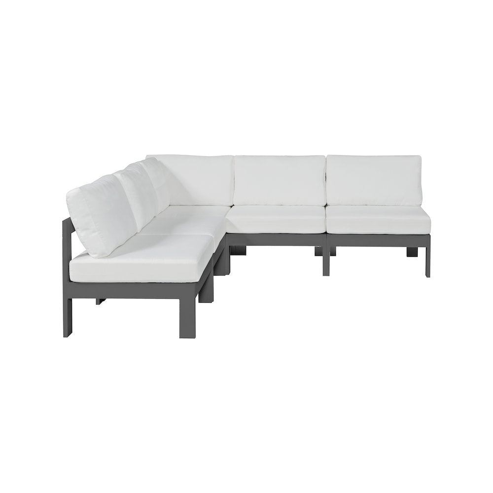 Nizuc White Water Resistant Fabric Outdoor Patio Modular Sectional