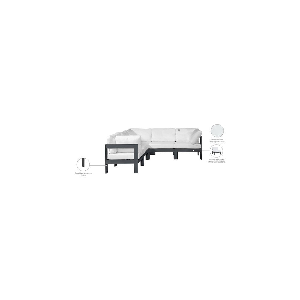 Nizuc White Water Resistant Fabric Outdoor Patio Modular Sectional