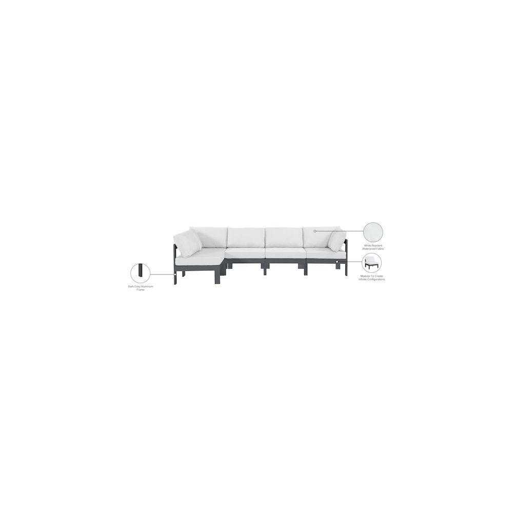Nizuc White Water Resistant Fabric Outdoor Patio Modular Sectional