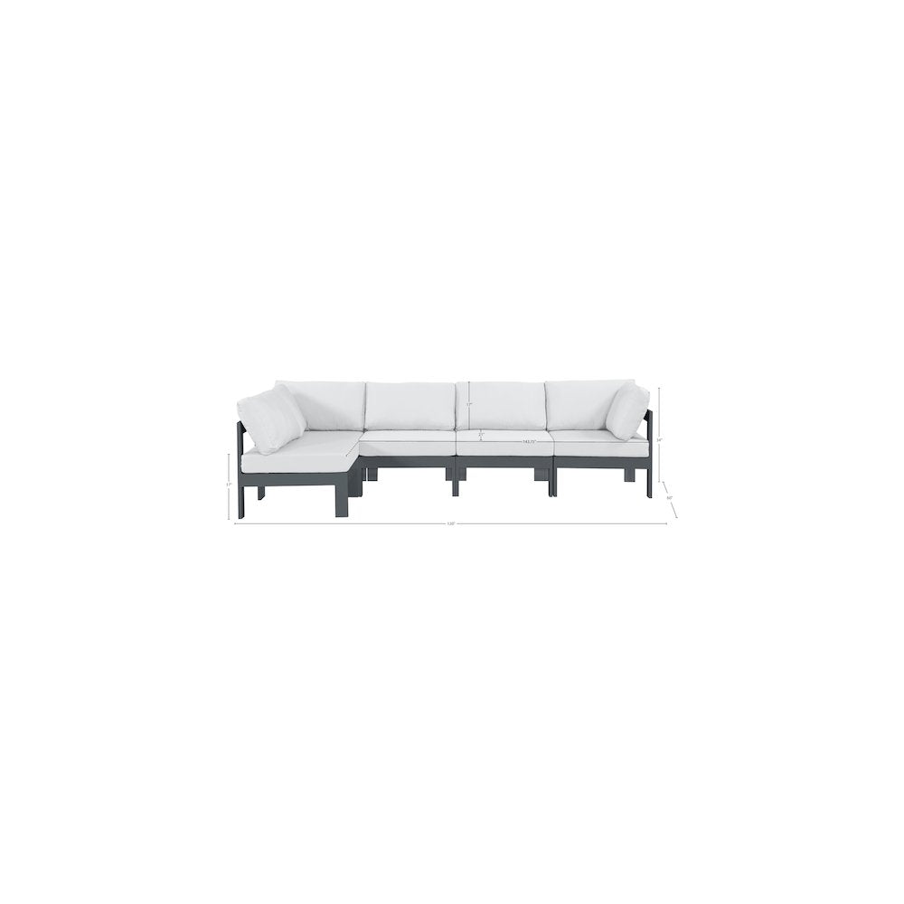 Nizuc White Water Resistant Fabric Outdoor Patio Modular Sectional