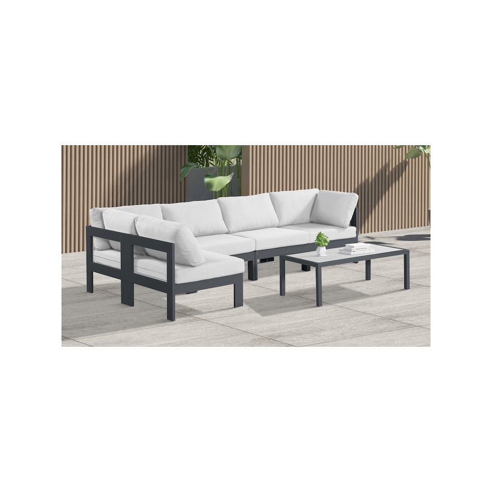 Nizuc White Water Resistant Fabric Outdoor Patio Modular Sectional