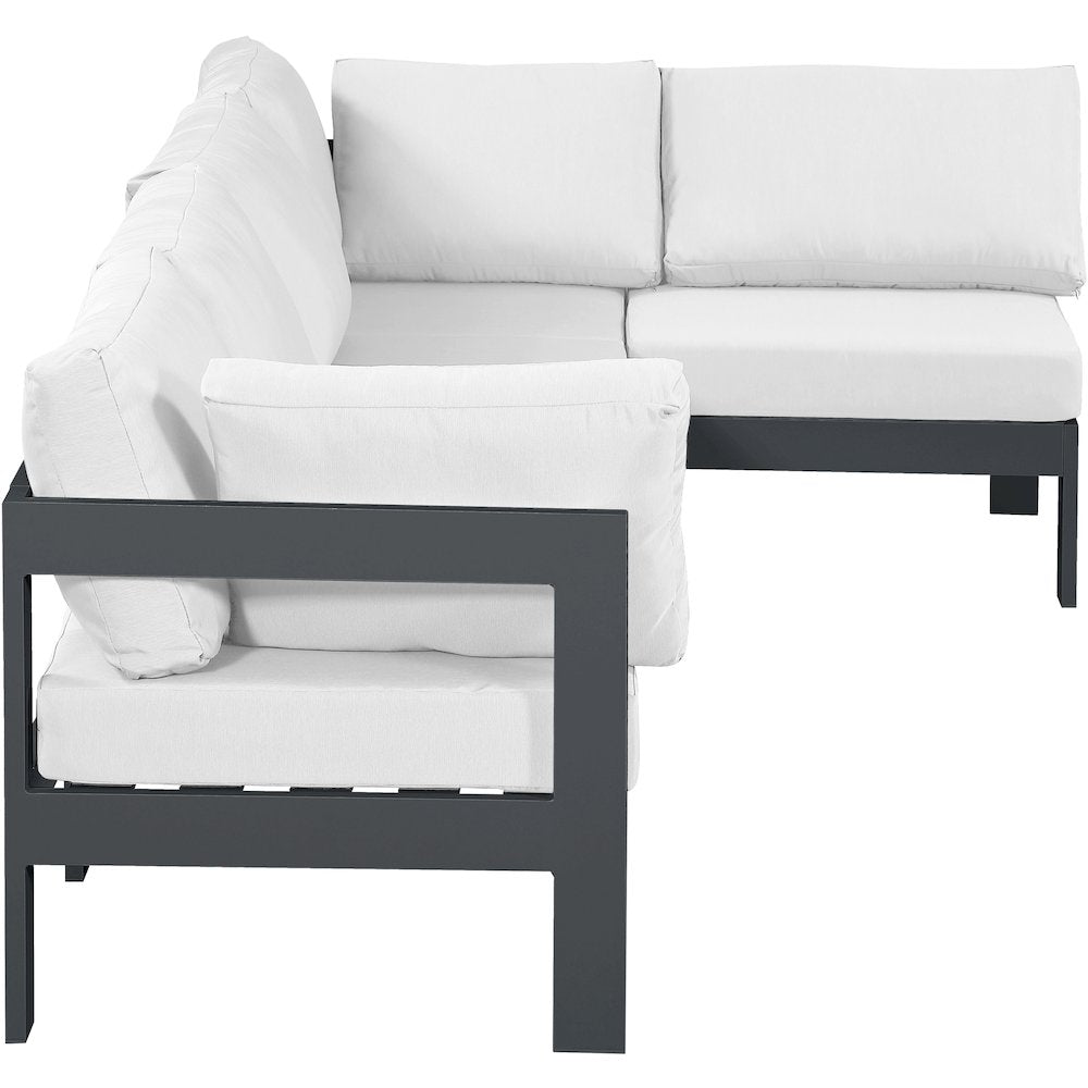 Nizuc White Water Resistant Fabric Outdoor Patio Modular Sectional