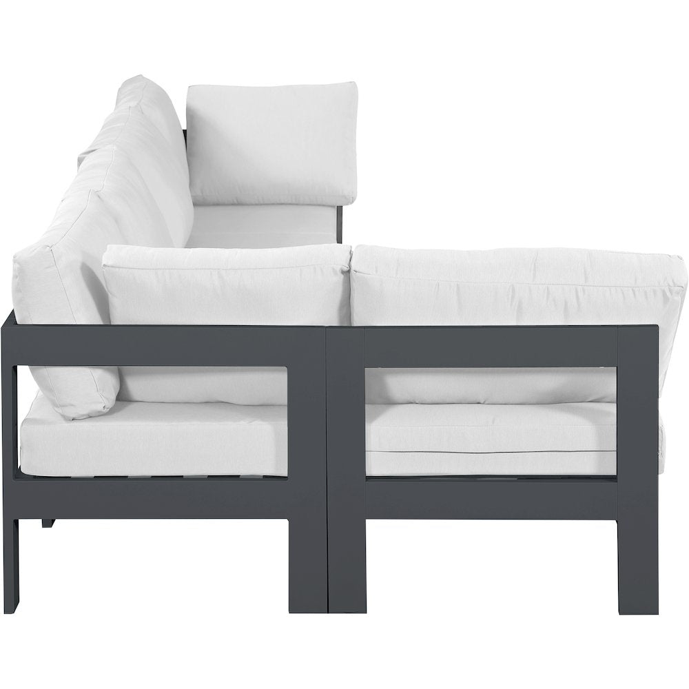 Nizuc White Water Resistant Fabric Outdoor Patio Modular Sectional