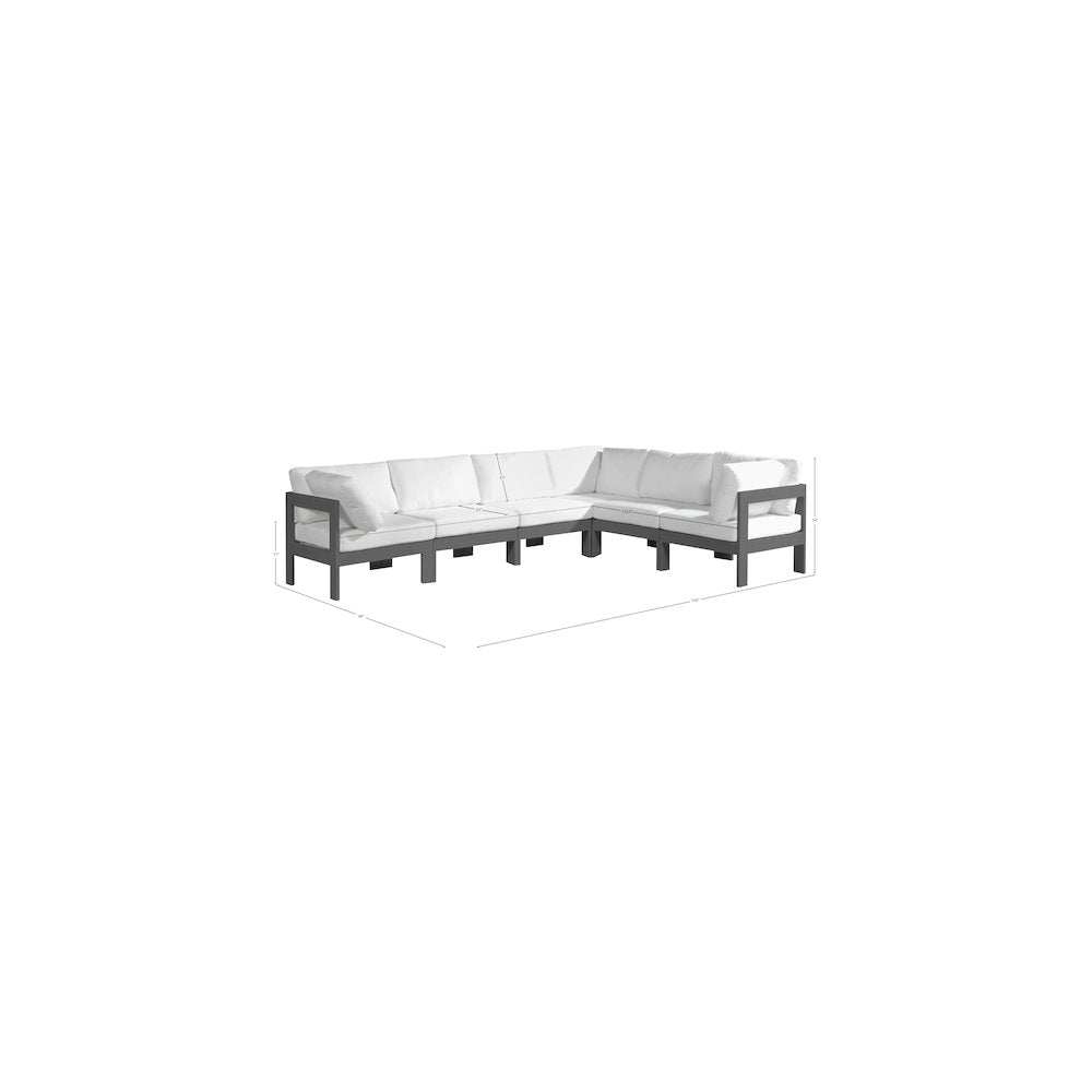 Nizuc White Water Resistant Fabric Outdoor Patio Modular Sectional