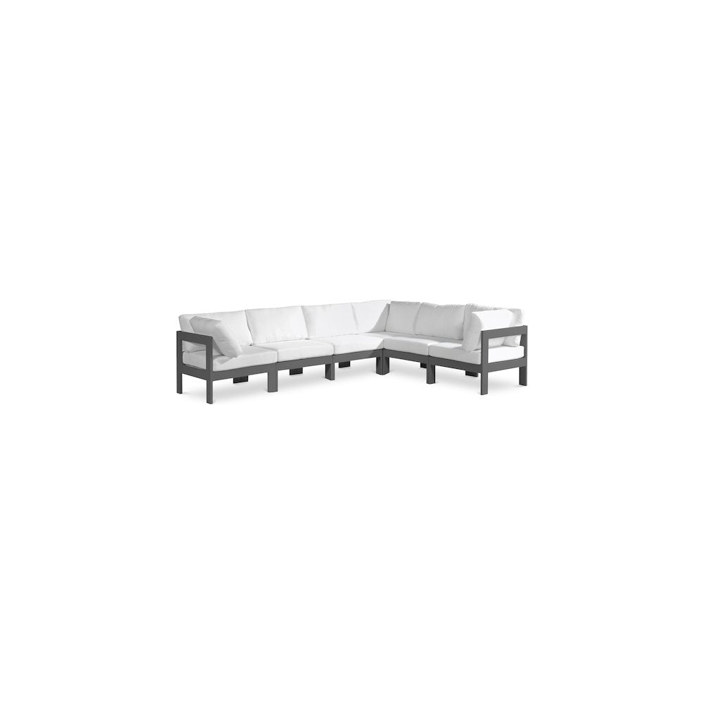 Nizuc White Water Resistant Fabric Outdoor Patio Modular Sectional