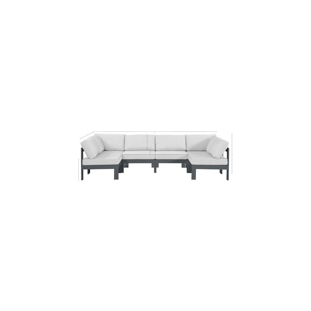 Nizuc White Water Resistant Fabric Outdoor Patio Modular Sectional