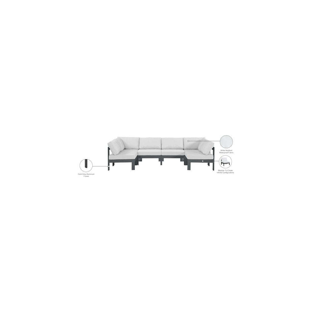 Nizuc White Water Resistant Fabric Outdoor Patio Modular Sectional