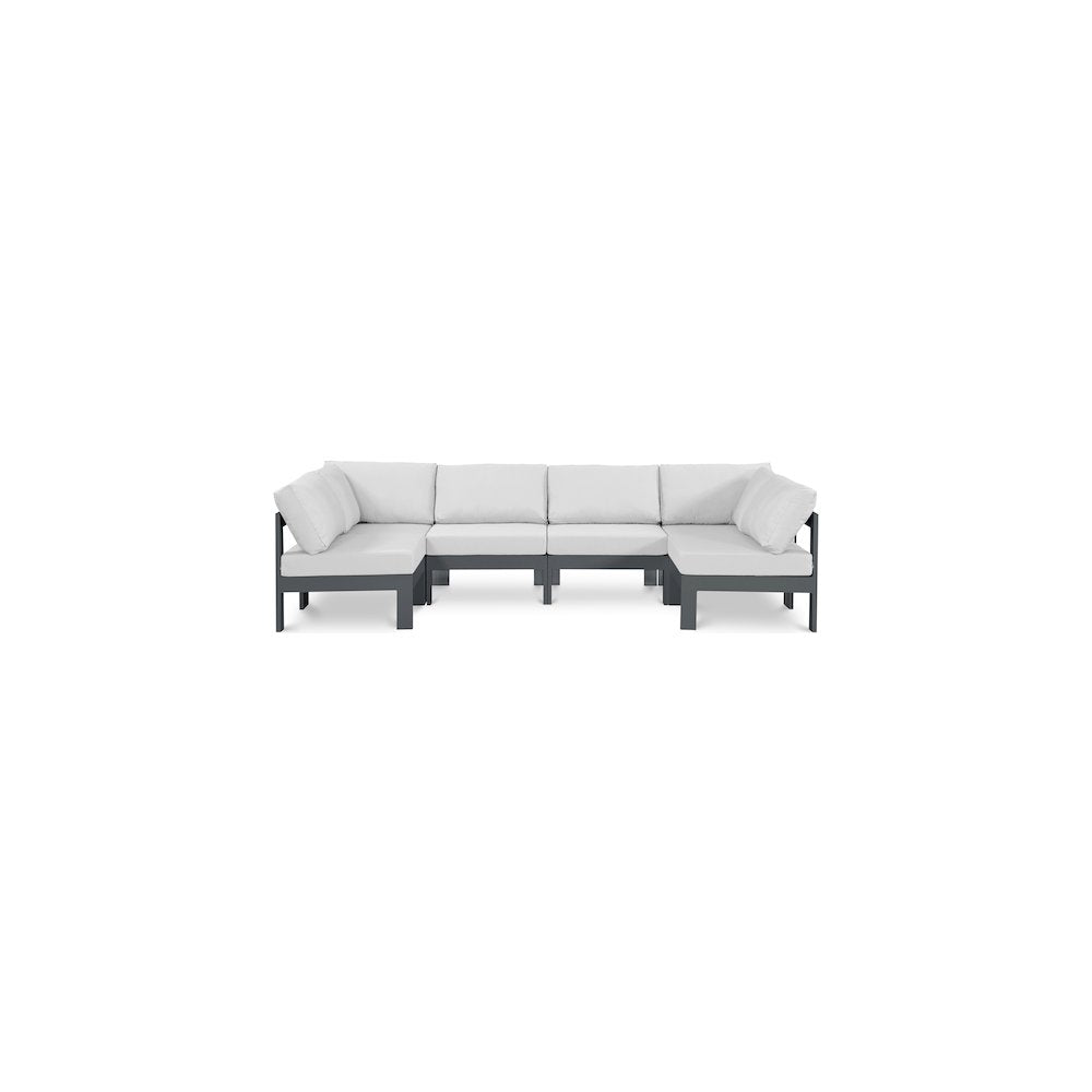 Nizuc White Water Resistant Fabric Outdoor Patio Modular Sectional