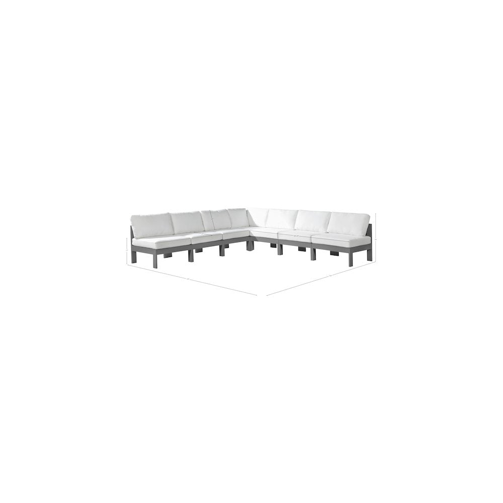 Nizuc White Water Resistant Fabric Outdoor Patio Modular Sectional