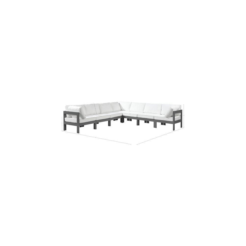 Nizuc White Water Resistant Fabric Outdoor Patio Modular Sectional
