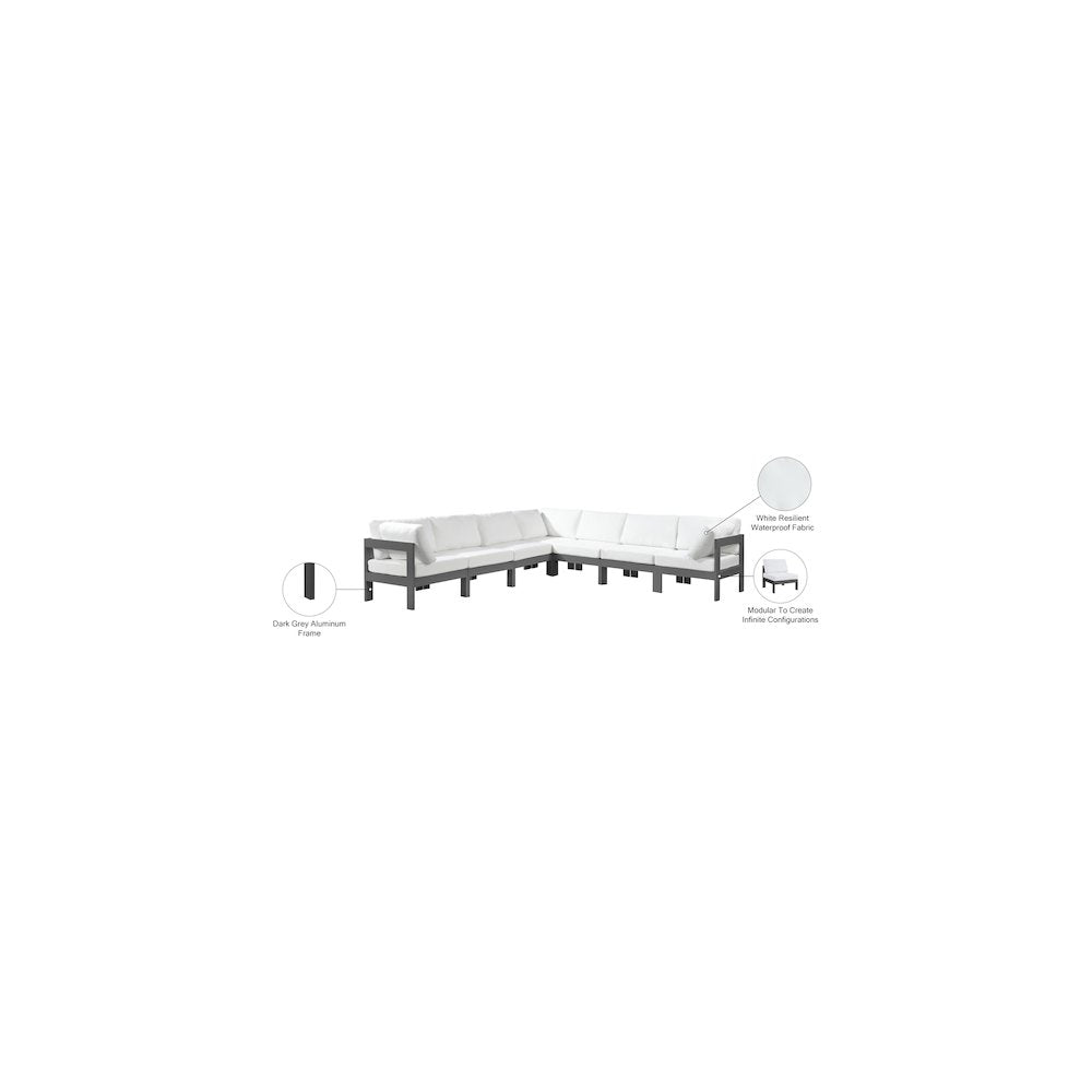 Nizuc White Water Resistant Fabric Outdoor Patio Modular Sectional