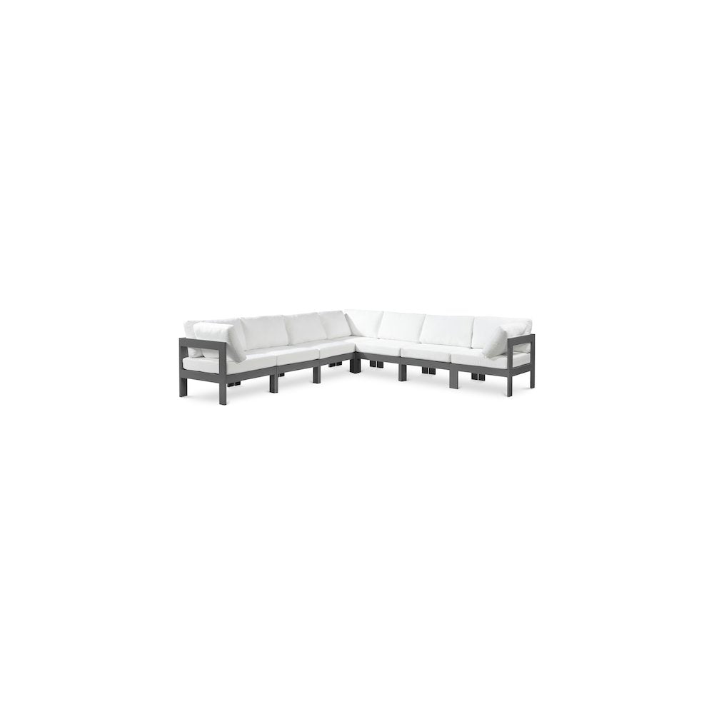Nizuc White Water Resistant Fabric Outdoor Patio Modular Sectional
